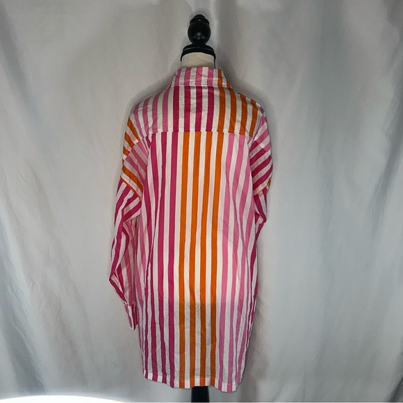 Beach Riot • Alexa Coverup Button Down Top Shirt Petite Large PL Sunset Stripes - Picture 4 of 8